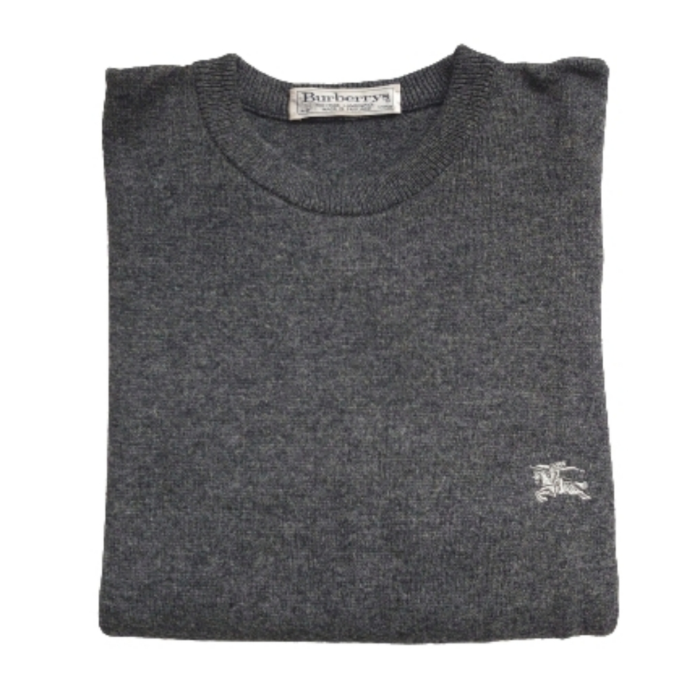 BURBERRYS Crewneck Lambswool Sweater Unisex Heather Gray